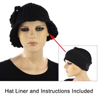 Crochet Lace Cloche Hat with Seamless Liner