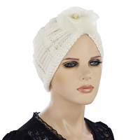 Knitted Beanie Turban with Flower Stella 