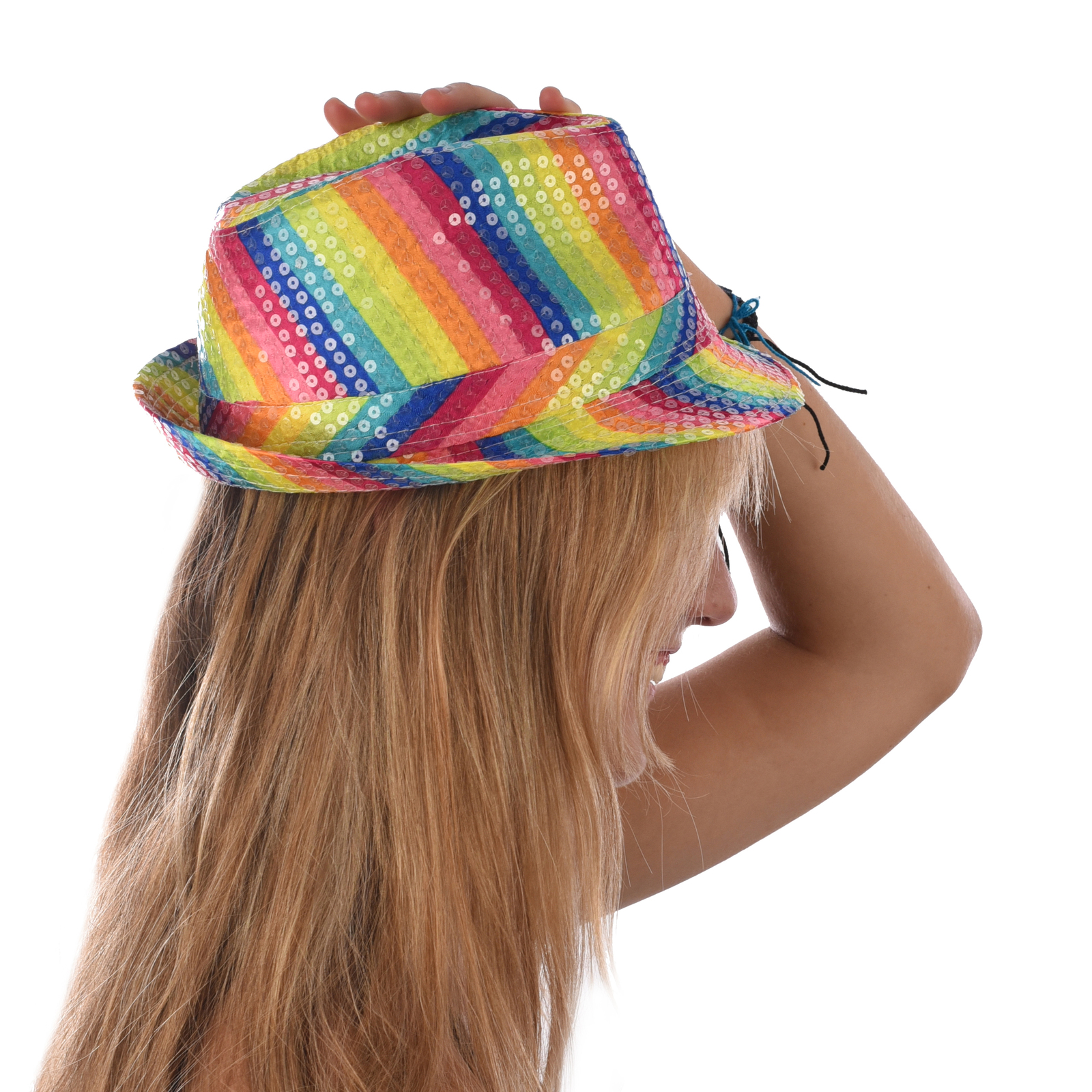 6 or 12 Bumper Party Pack of Bright Colourful Sequin Sparkle Trilby Fedora Hats 