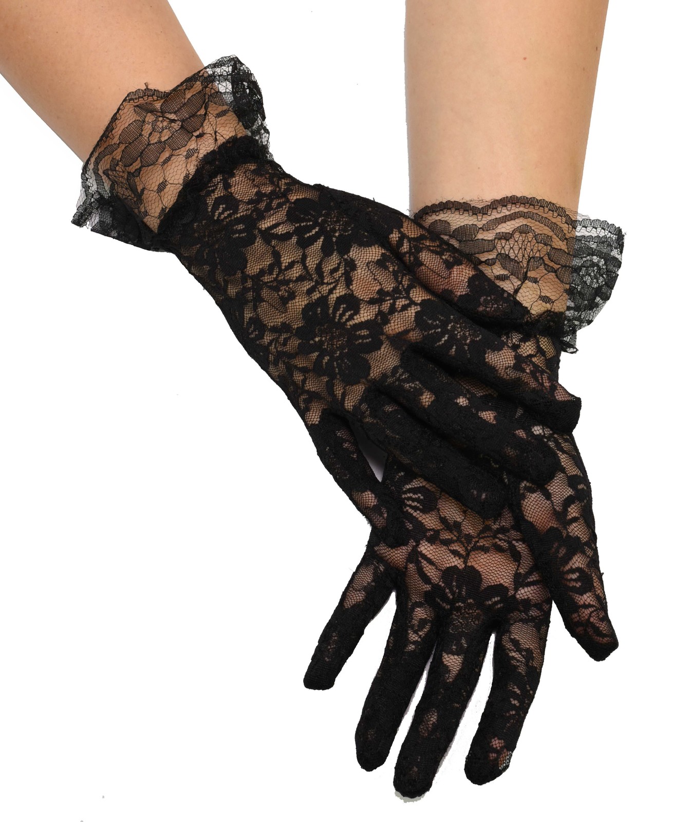 Full Finger Lace Gloves with Ruffled Cuffs Wrist Length | Australia ...