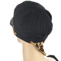 Jeanette Bakerboy Hat | Black with Leopard Print Band | XS/S