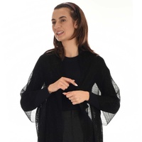 Rectangular Metallic Mesh Evening Shawl | Black