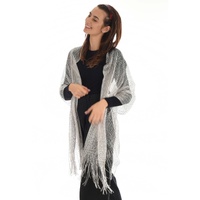 Rectangular Metallic Mesh Evening Shawl | Silver