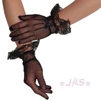 Lace Top Fishnet Full Finger Fancy Dress Gloves