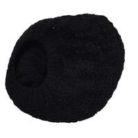 Soft Sequined Lacy Beanie – Dianne | Plain Black