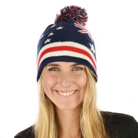 Australia Flag Beanie Hat | Option 1 | Pom Pom