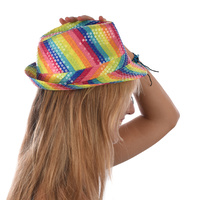 Rainbow Sequin Fedora Hat