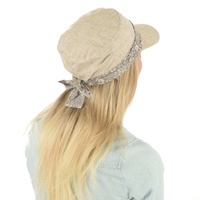 Cadet Fashion Cap | Beige with grey paisley print band and bow | S/M