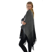 Grey and Black Cape Poncho Wrap