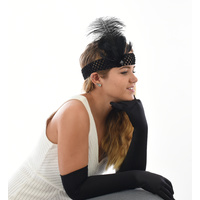 20s Great Gatsby Party Feather Headband | Black