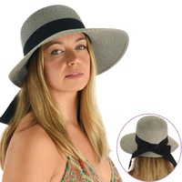 Ribbon Lie Back Wide Brim Sun Hat