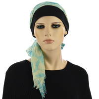 Floral Headscarf & Headband Combo - Bridget | Option 7-Sky Blue/Baby Blue/Cream