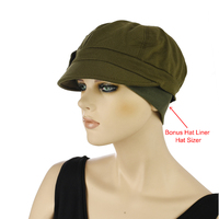 Jasmine Newsboy Cap | Green - Olive Green | S/M