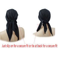 Stretch Chemo Slip-on Durag Head Wrap  | Black