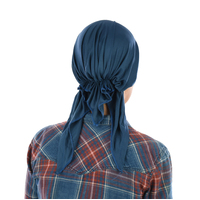 Stretch Chemo Slip-on Durag Head Wrap  | Blue - Denim Blue