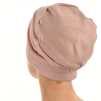 Cotton Beanie Gathered on Side Chemo  | Pink - Dusty Pink