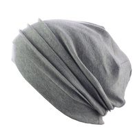 Stitch Striped Cotton Chemo Slip on Beanie | Grey - Light Grey