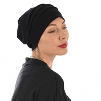Stitch Striped Cotton Chemo Slip on Beanie | Black