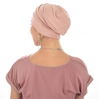 Stitch Striped Cotton Chemo Slip on Beanie | Pink - Dusty Pink