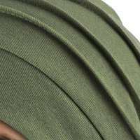 Stitch Striped Cotton Chemo Slip on Beanie | Olive Green