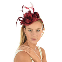 Satin Ribbon Fascinator  | Red - Wine Burgundy