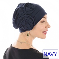 Dual Flower Pleated Cotton Beanie