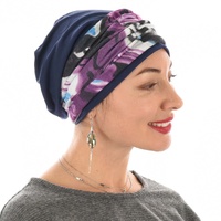 NAVY Jersey Cotton Beanie with Seamless Headband
