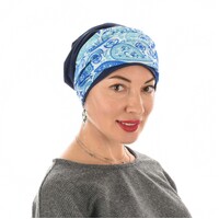 Jersey Cotton Beanie NAVY with Seamless Headband | Option 13 | S/M