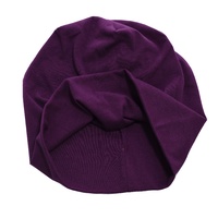 Jersey Cotton Slip-on Slouch Beanie  | Purple - Dark Purple Violet | S/M