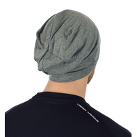 Jersey Cotton Slip-on Slouch Beanie  | Grey - Medium Grey | M/L