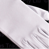 White Debutante Satin Gloves for Wedding and Formal |Slim Fit