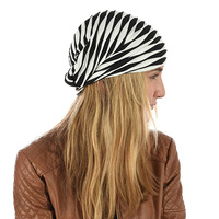 Stretch Ruffled Headband Wrap | Black / White