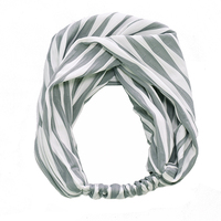 Stretch Ruffled Headband Wrap | Grey / White