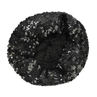 Glitter Stretch sequin Beret  | Metallic Black