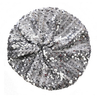 Glitter Stretch sequin Beret  | Metallic Silver