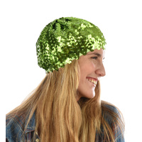 Glitter Stretch sequin Beret  | Green - Lime Green