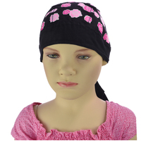 Pink Floral Girls Petite Size Durag Chemo Wrap