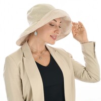 Foldable Linen Wide Brim Sun Hat | Beige