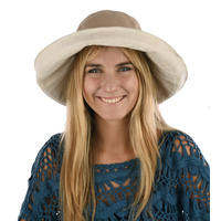 Foldable Linen Wide Brim Sun Hat | Khaki