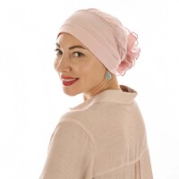 Stretch Chemo Hat with Flower - Olivia | Pink - Dusty Pink
