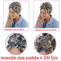 Soft Floral Print Turban | Option S4 | S/M | Black with Daisy Flower Print