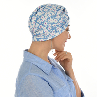 Soft Floral Print Turban | Option 2 | S/M/L | White and Light Blue