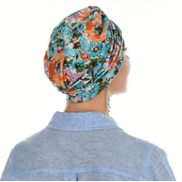 Soft Floral Print Turban | Option 9 | S/M/L | Watercolour Ink Art Floral Print