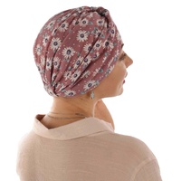 Soft Floral Print Turban | Option S6 | S/M | Dusty Pink with Daisy Flower Print