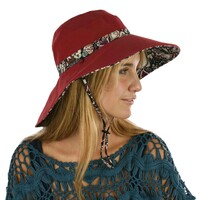 Cotton Reversible Sun Hat | Deep Red