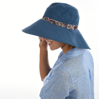 Cotton Reversible Sun Hat | Blue - Denim Blue