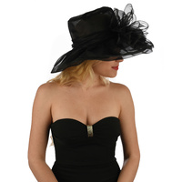 Large View Organza Evening Hat Double Layered