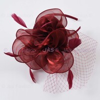 Organza 8 Petaled Fascinator | Burgundy