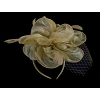 Organza 8 Petaled Fascinator | Dusty Gold