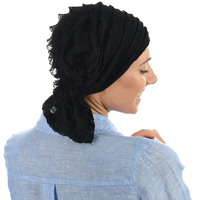Stretch Layered Ruffle Scarf Wrap - Jenny | Squid Ink Black